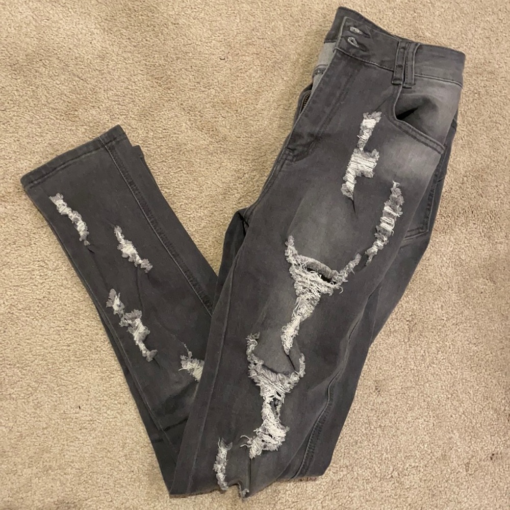 Grey ripped jeans